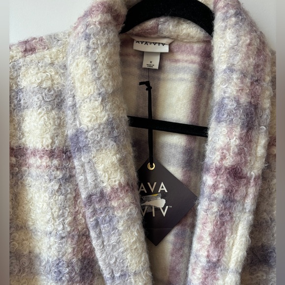 Ava & Viv Pink and Purple Plaid open front Shacket - Picture 9 of 11